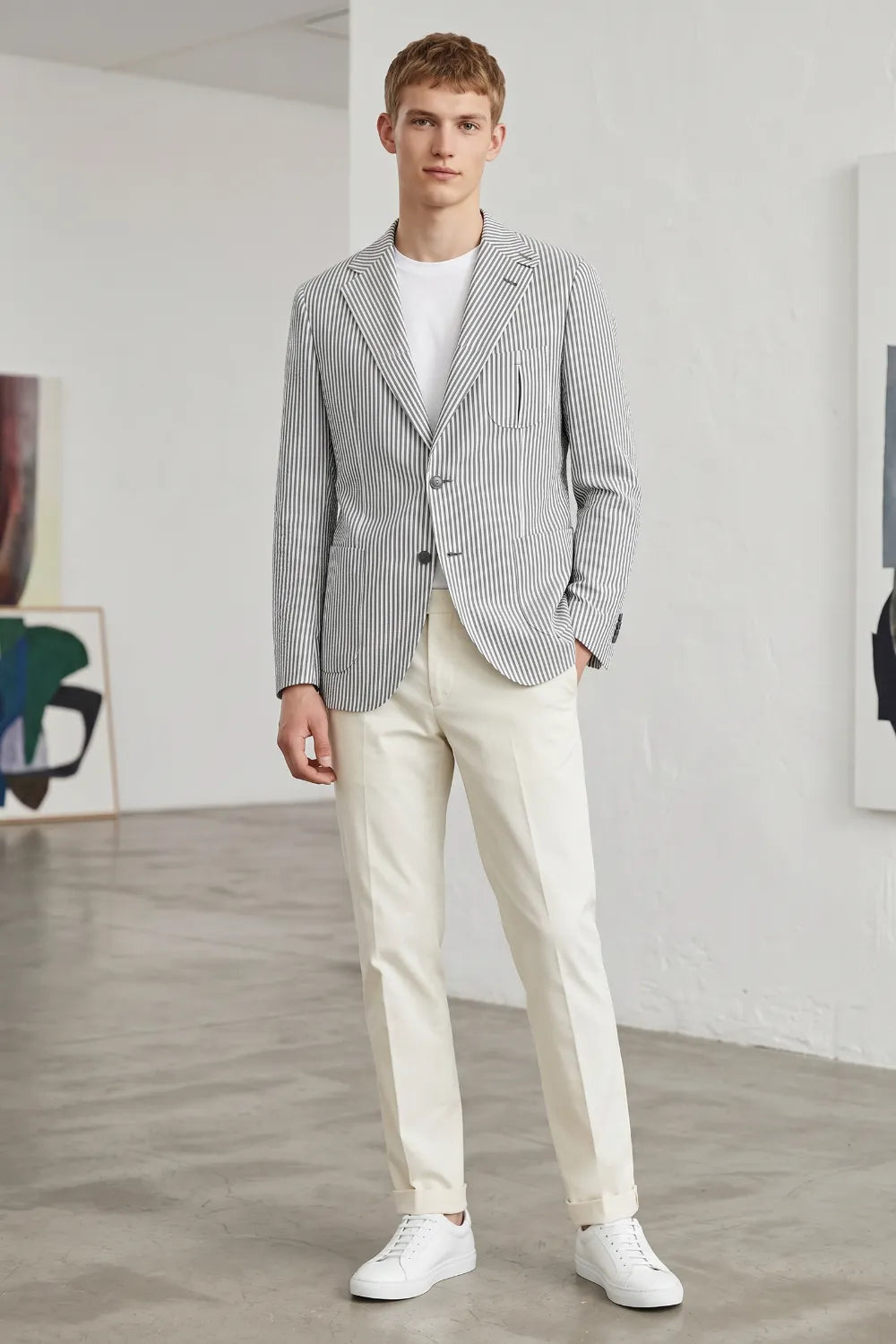 MANSSINO™ | Men's Modern Pinstripe Seersucker 2-Piece Suit