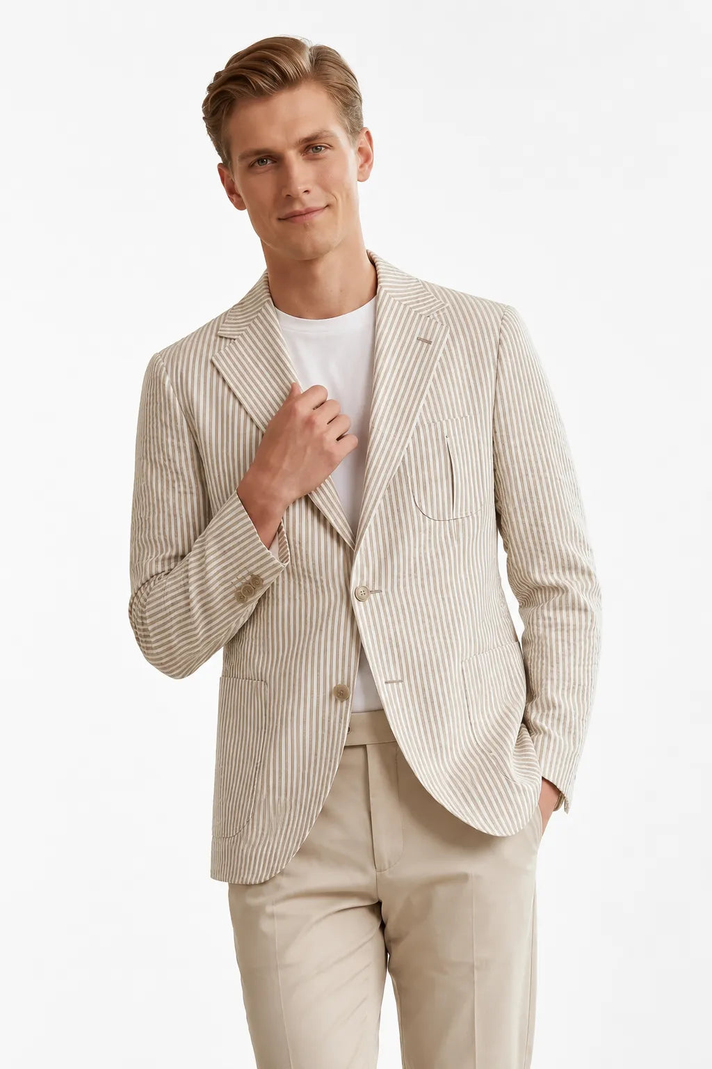 MANSSINO™ | Men's Modern Pinstripe Seersucker 2-Piece Suit