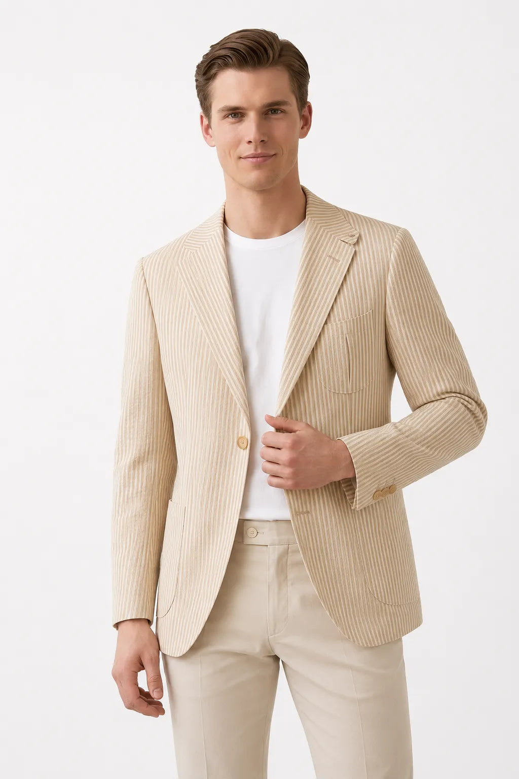 MANSSINO™ | Men's Modern Pinstripe Seersucker 2-Piece Suit