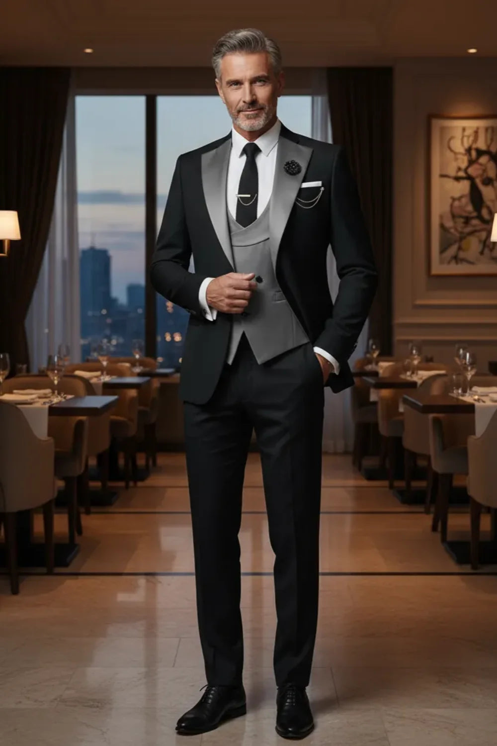 MANSSINO™ | Men's Modern Luxe Peak Lapel 3 Piece Suit