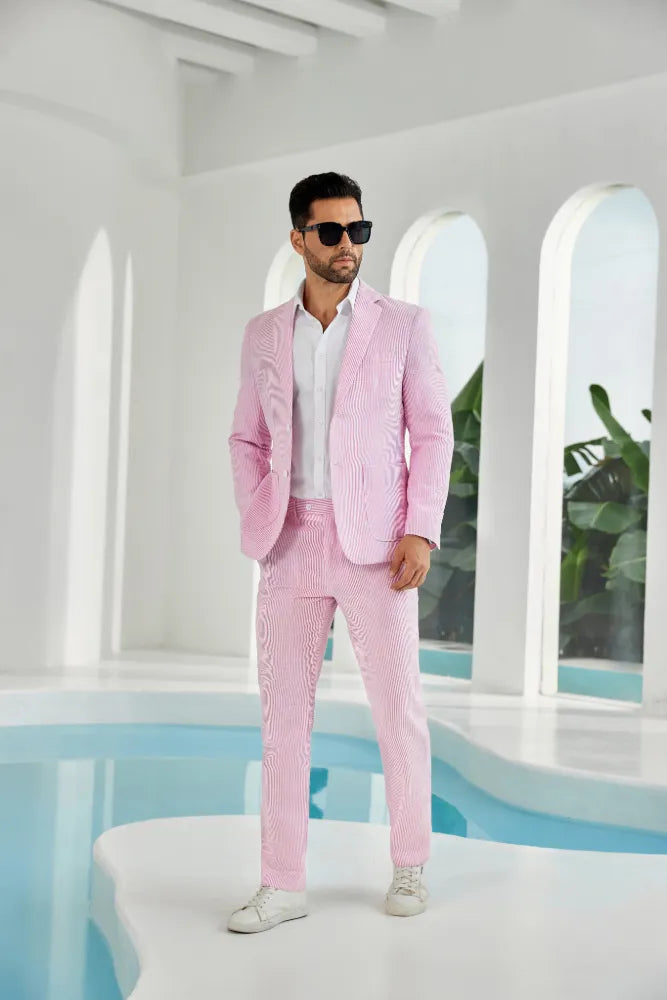 MANSSINO™ | Men’s Summer Seersucker 2-Piece Suit – Upgraded Fabric