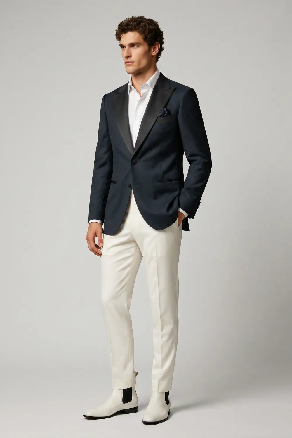 MANSSINO™ | Men's Dark Navy Peak Lapel 2-Piece Tuxedo Suit