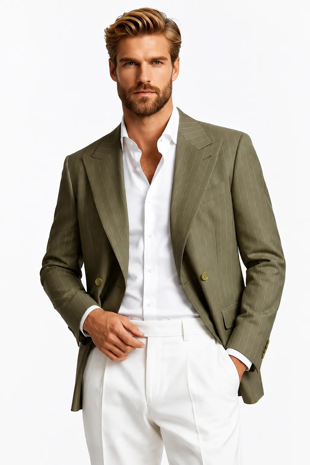 MANSSINO™ | Men's Green Double Breasted 2 Piece Suit