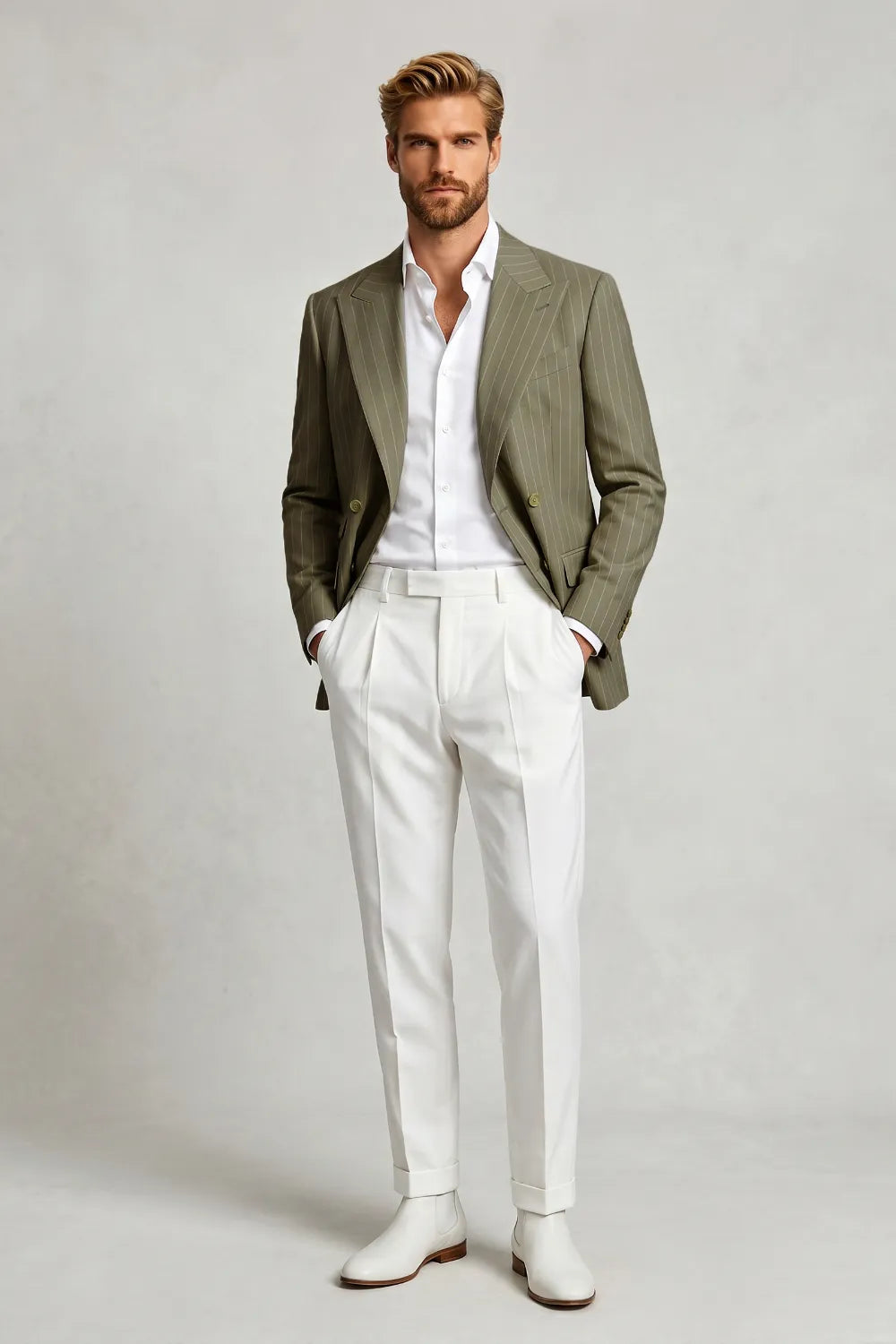 MANSSINO™ | Men's Green Double Breasted 2 Piece Suit