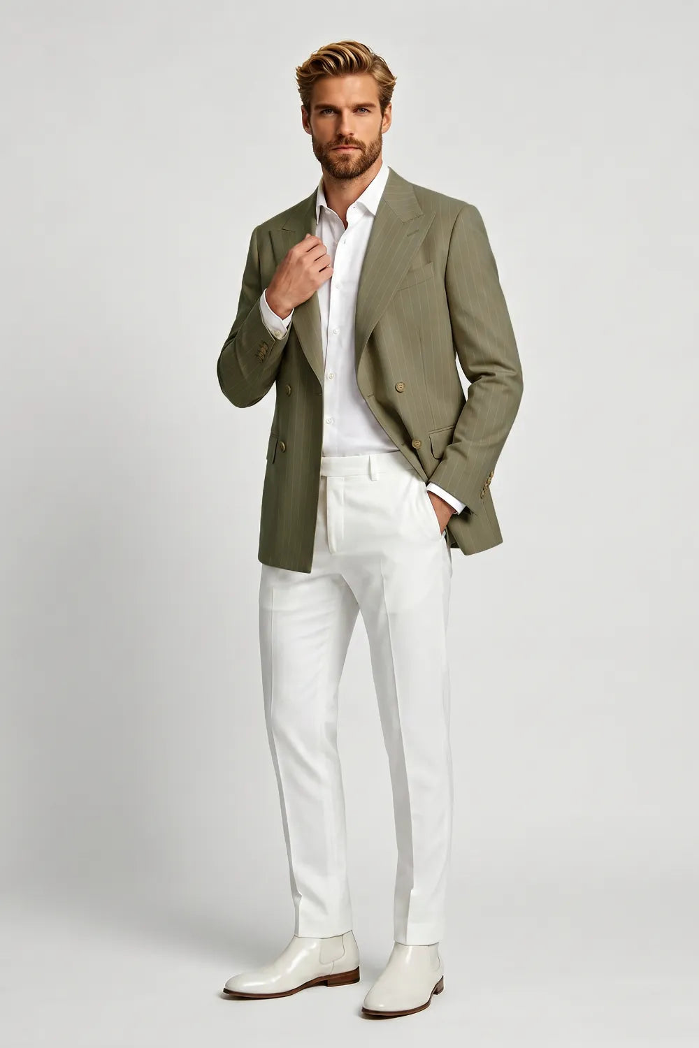MANSSINO™ | Men's Green Double Breasted 2 Piece Suit