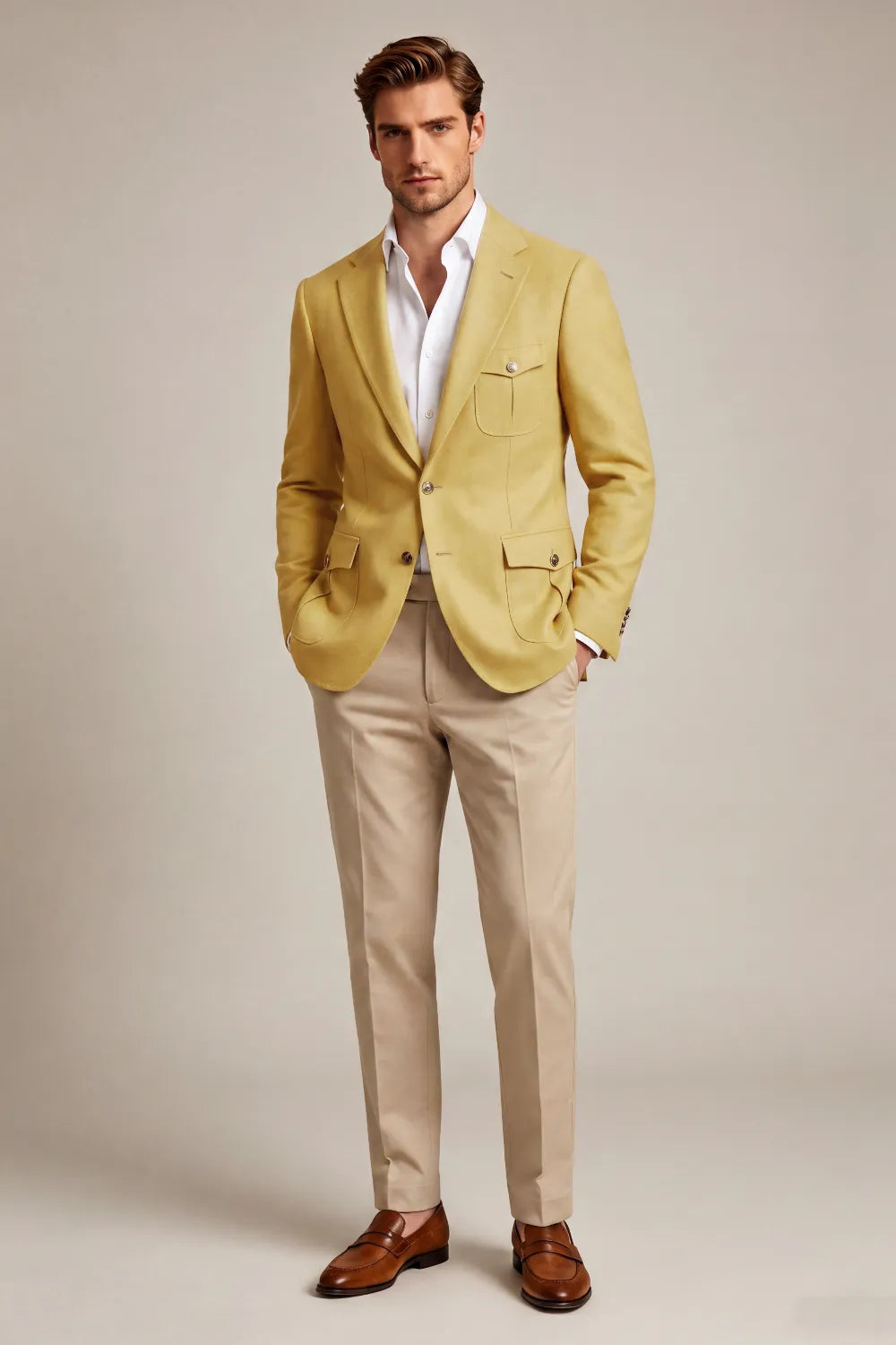 MANSSINO™ | Men's Mustard Yellow Safari 2-Piece Suit