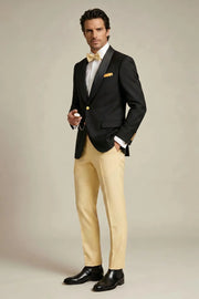 MANSSINO™ | Men's Black and Gold Shawl Lapel 2-Piece Tuxedo Suit