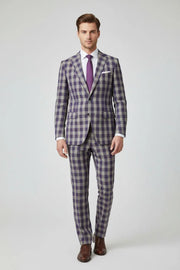 MANSSINO™ | Men's Purple Plaid Slim-Fit 2-Piece Suit