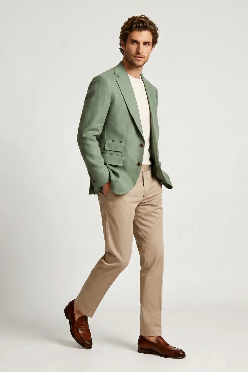 MANSSINO™ | Men's Sage Green Notch Lapel 2-Piece Suit