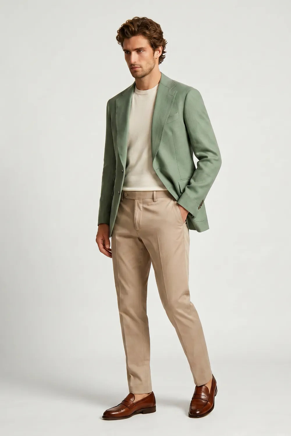 MANSSINO™ | Men's Sage Green Notch Lapel 2-Piece Suit