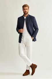 MANSSINO™ | Men's Tailored Navy Blue 2 Piece Suit
