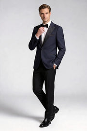 MANSSINO™ | Men's Navy Blue Peak Lapel Tuxedo 2-Piece Suit