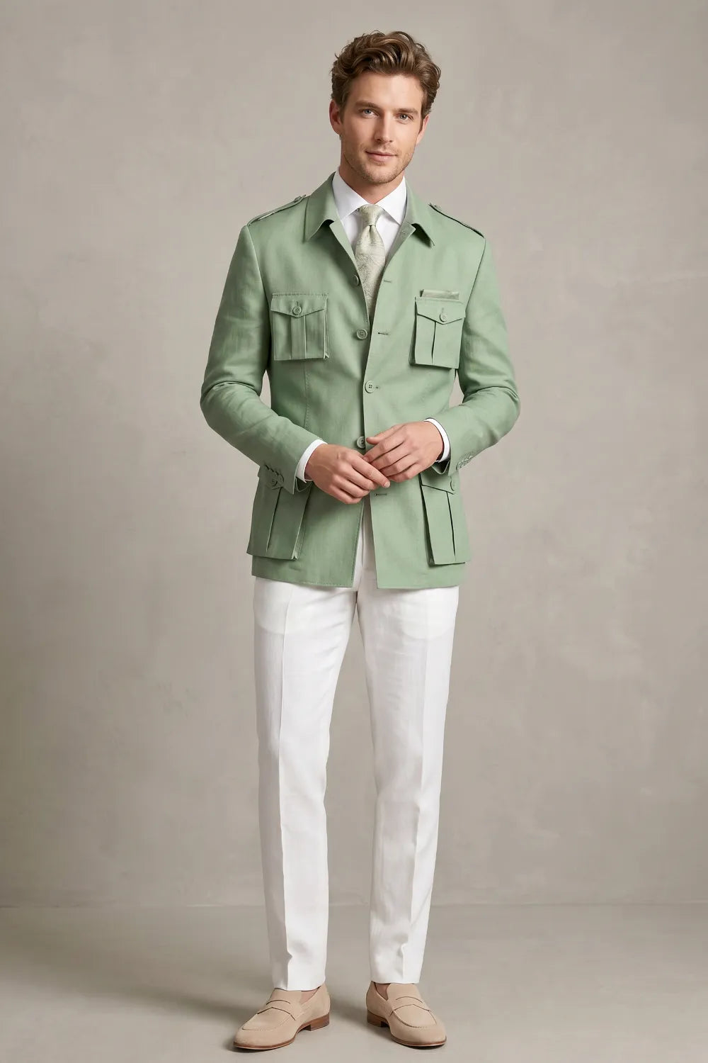 MANSSINO™ | Men's Smart Casual Safari 2-Piece Suit