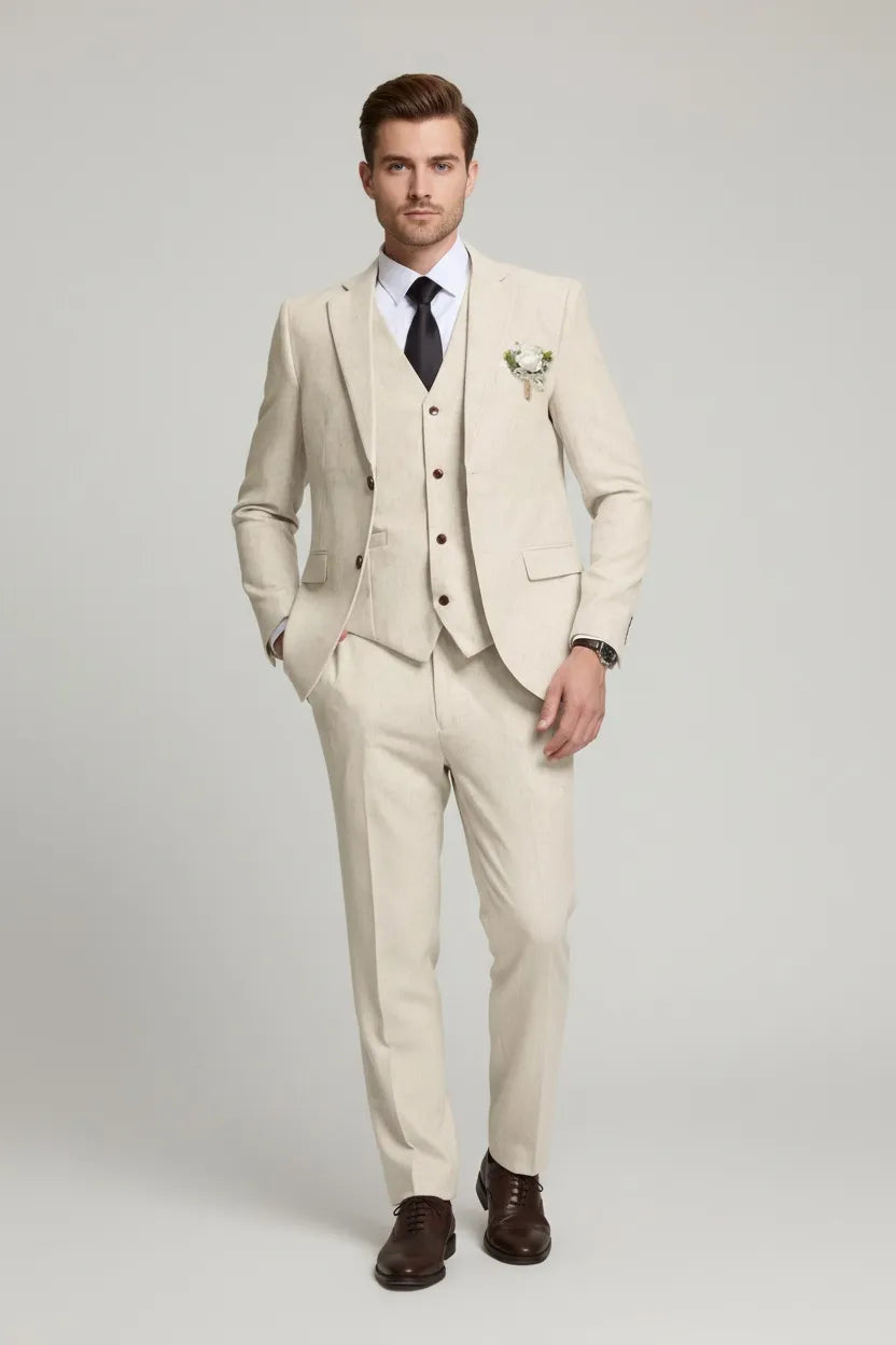 MANSSINO™ | Men's Lightweight Summer Linen 3-Piece Suit