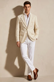 MANSSINO™ | Men's Cream Safari Linen Blend 2 Piece Suit