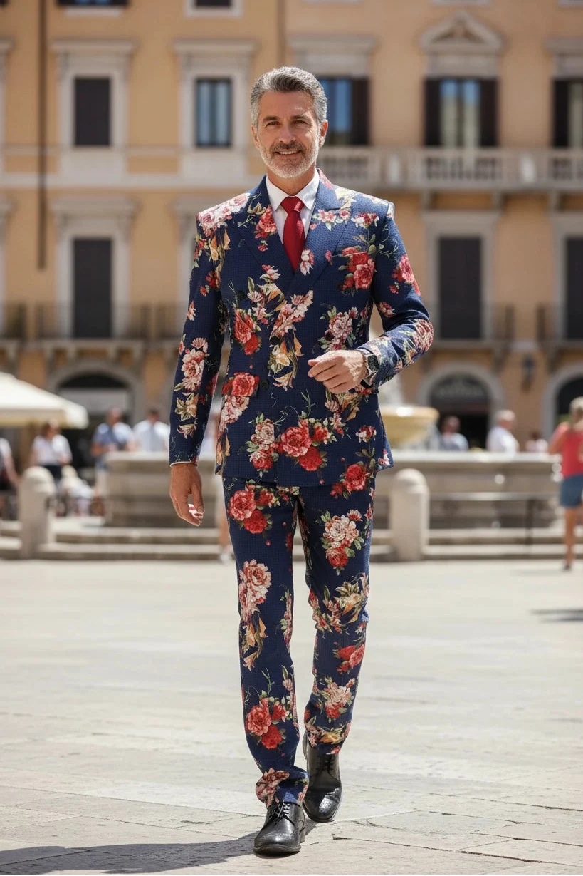 MANSSINO™ | Men's Bold Bloom Floral 2-Piece Suit