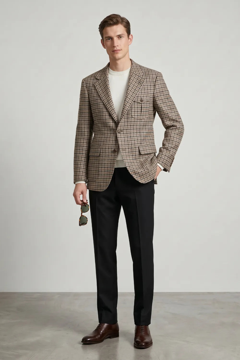 MANSSINO™ | Men's Glen Plaid Notch Lapel 2 Piece Suit