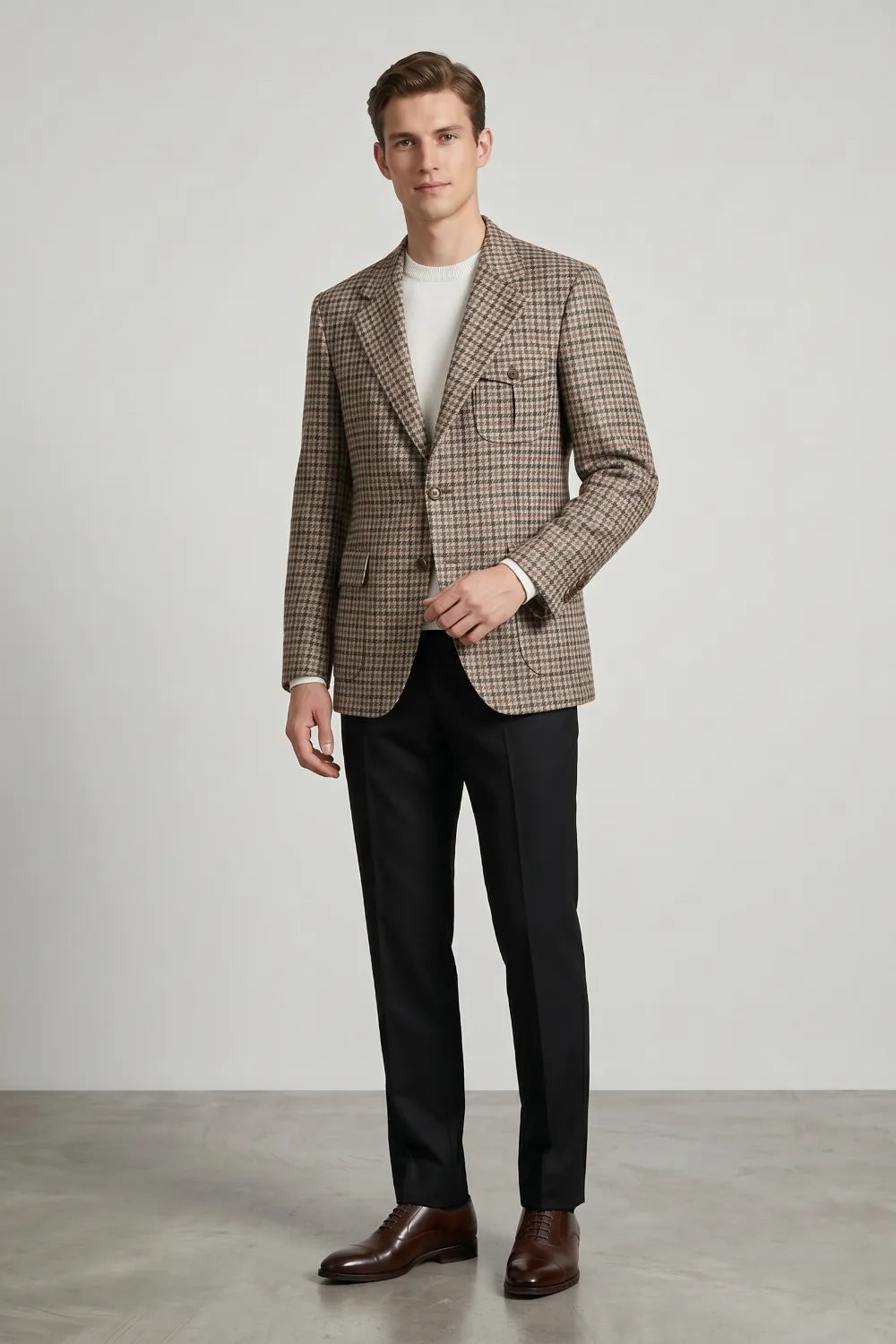 MANSSINO™ | Men's Glen Plaid Notch Lapel 2 Piece Suit