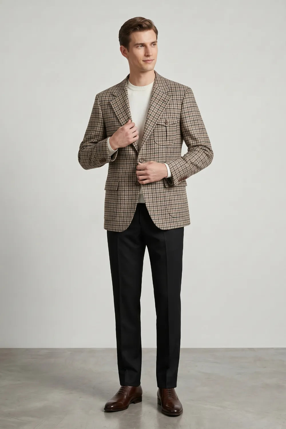 MANSSINO™ | Men's Glen Plaid Notch Lapel 2 Piece Suit