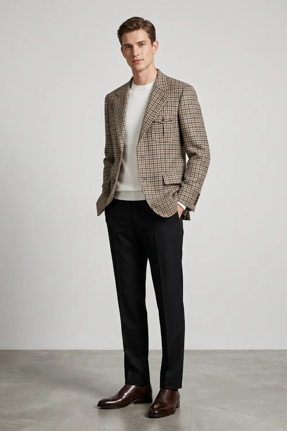 MANSSINO™ | Men's Glen Plaid Notch Lapel 2 Piece Suit