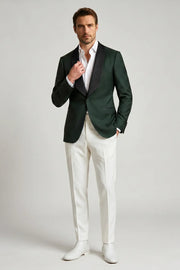 MANSSINO™ | Men's Emerald Green Black Shawl Lapel 2-Piece Tuxedo Suit