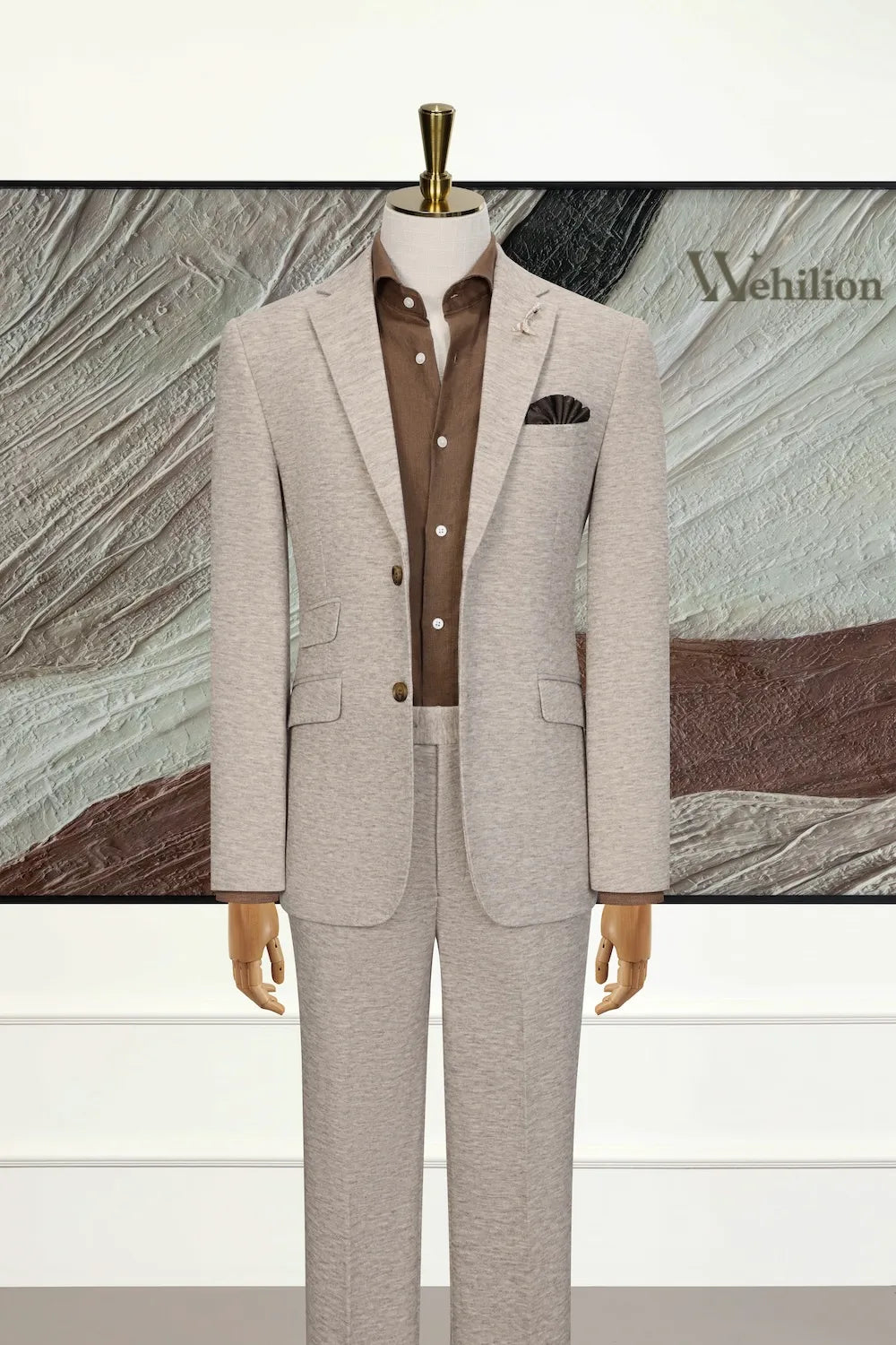 MANSSINO™ | Men's Soft Grey Wool Blend 2 Piece Suit