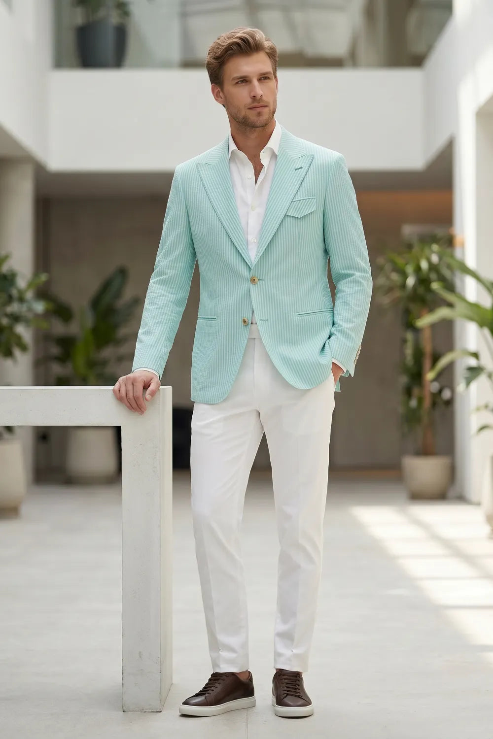 MANSSINO™ | Men's Modern Single-Breasted Pinstripe 2-Piece Suit