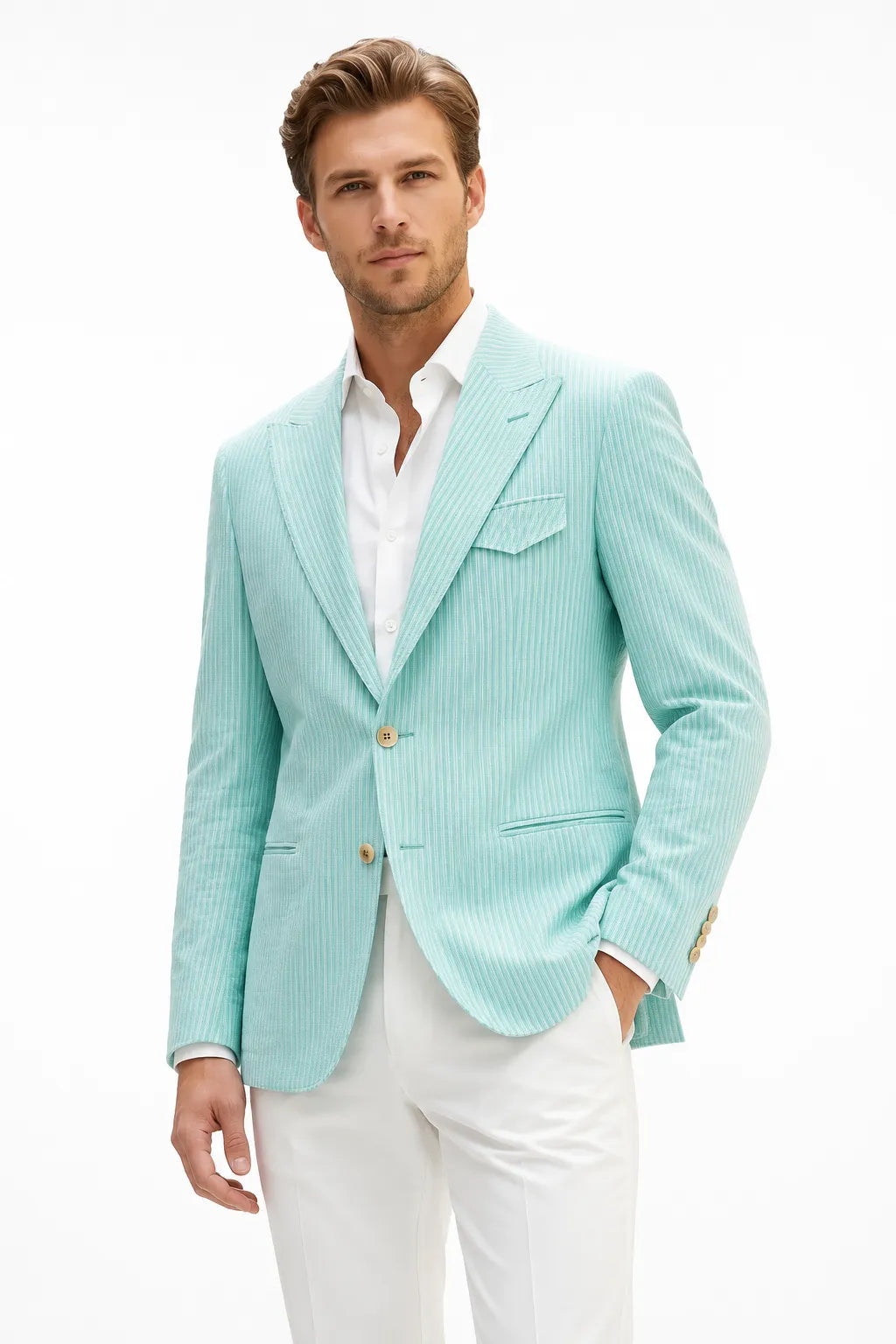 MANSSINO™ | Men's Modern Single-Breasted Pinstripe 2-Piece Suit