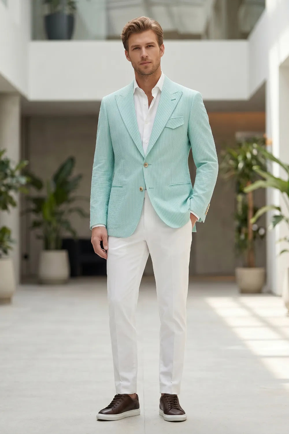 MANSSINO™ | Men's Modern Single-Breasted Pinstripe 2-Piece Suit