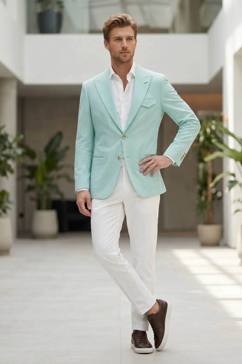 MANSSINO™ | Men's Modern Single-Breasted Pinstripe 2-Piece Suit