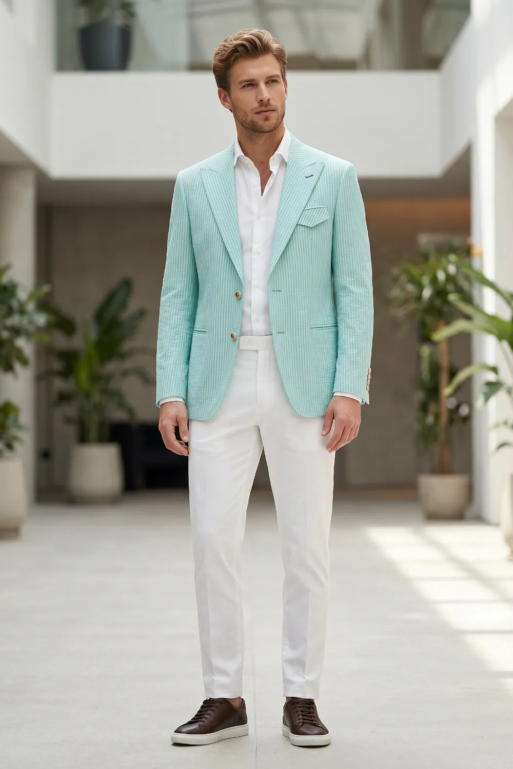 MANSSINO™ | Men's Modern Single-Breasted Pinstripe 2-Piece Suit