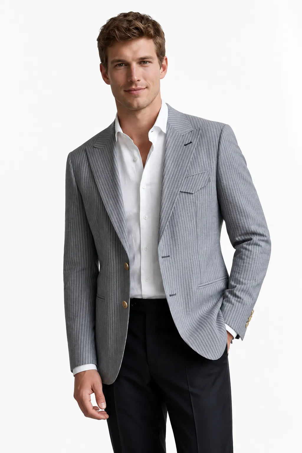 MANSSINO™ | Men's Modern Single-Breasted Pinstripe 2-Piece Suit