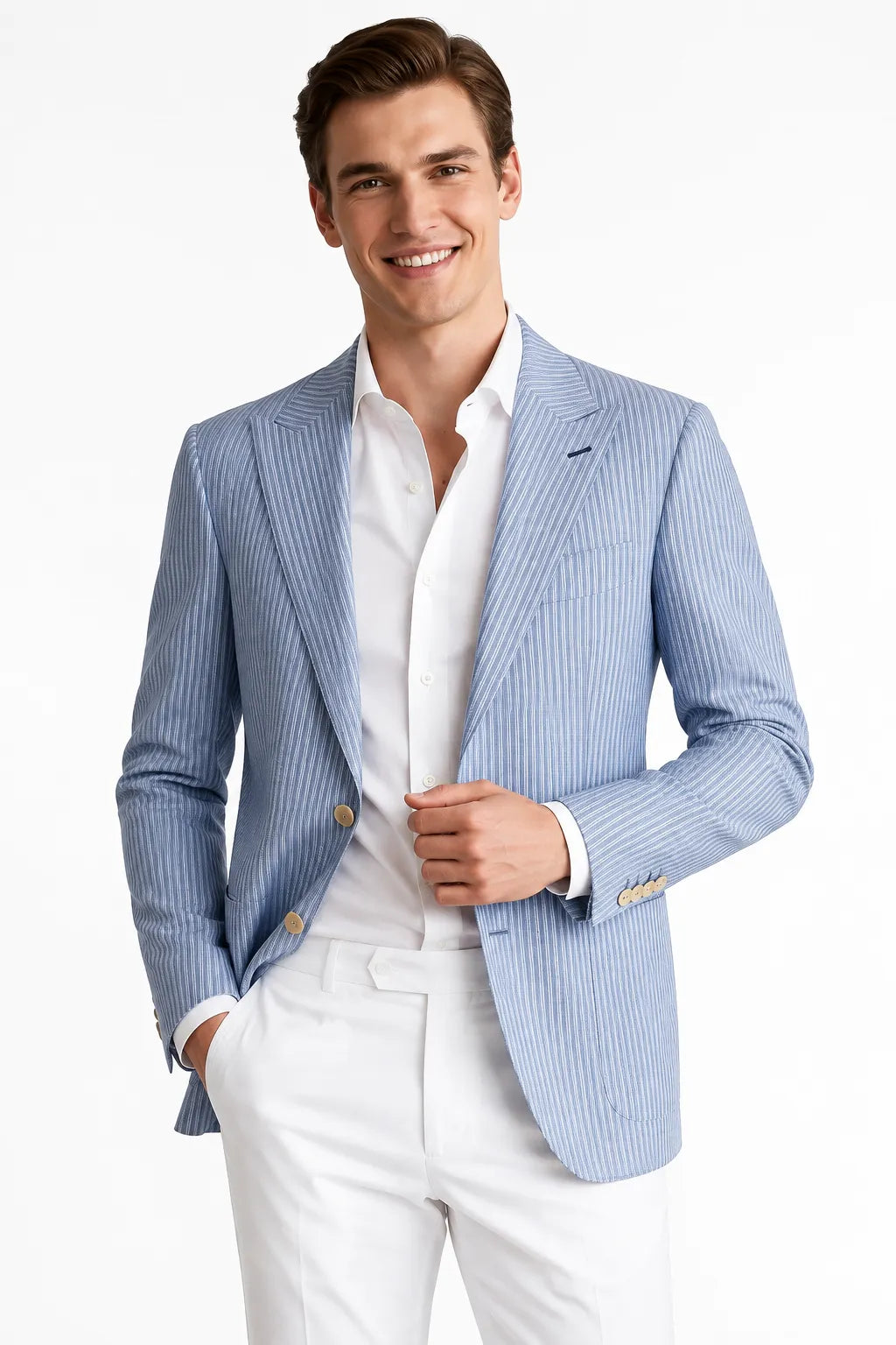 MANSSINO™ | Men's Modern Single-Breasted Pinstripe 2-Piece Suit