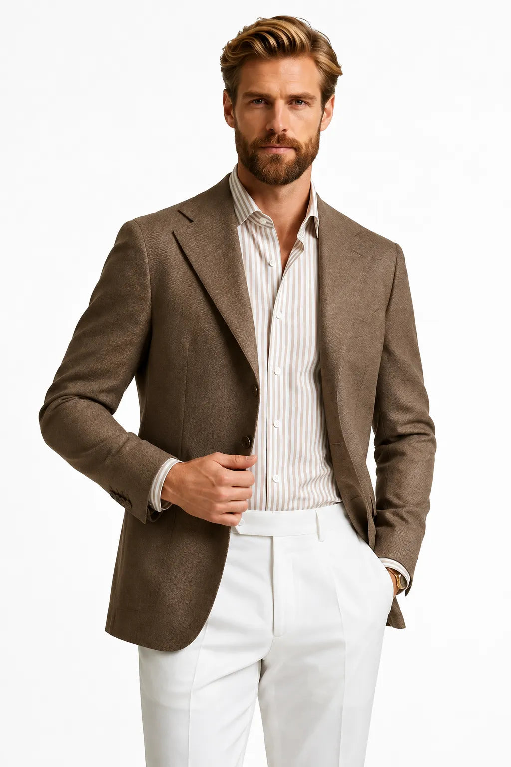 MANSSINO™ | Men's Tailored Brown 2 Piece Suit