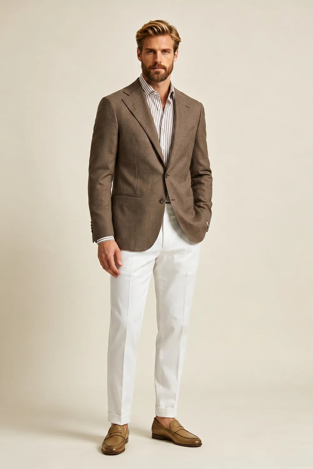 MANSSINO™ | Men's Tailored Brown 2 Piece Suit