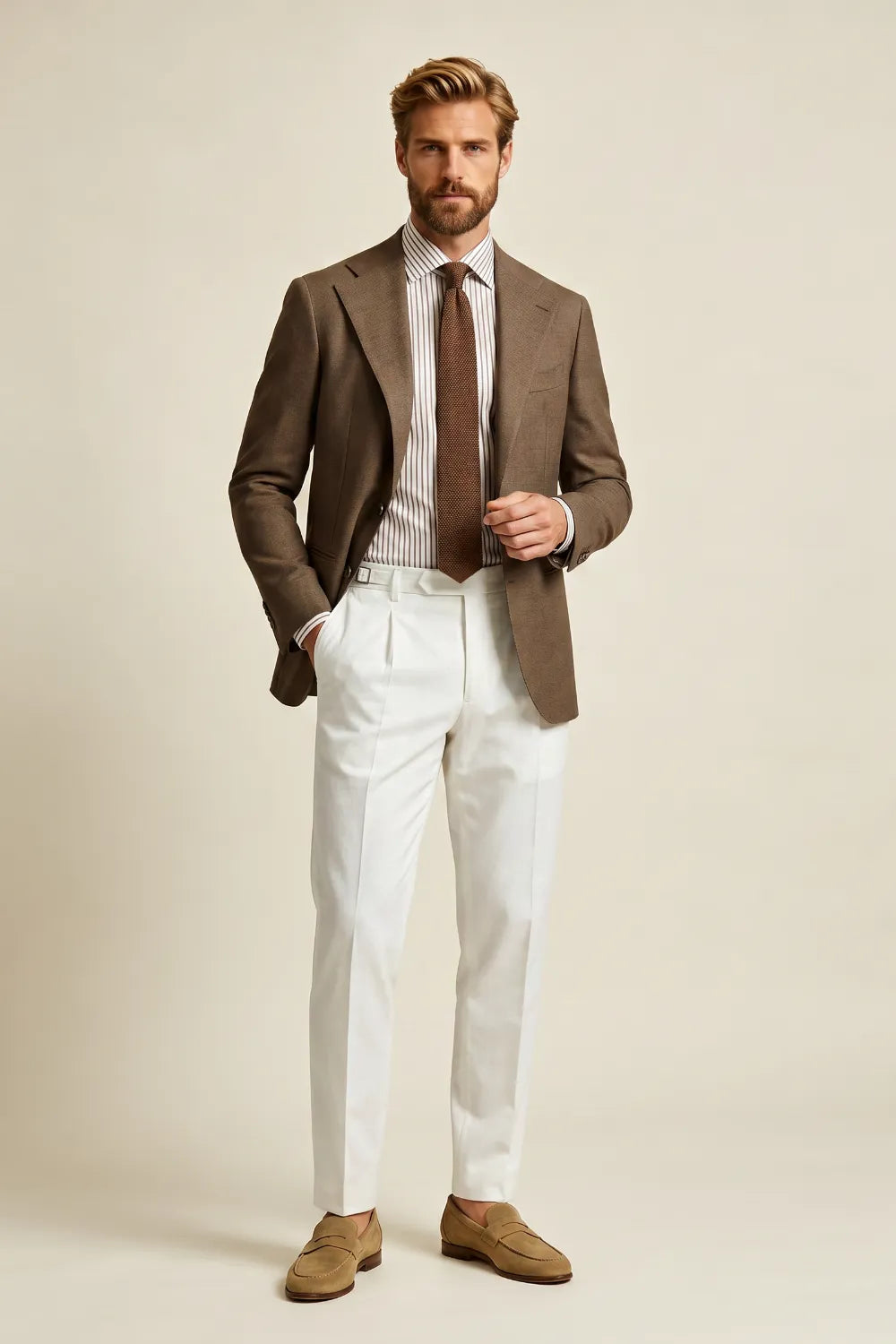 MANSSINO™ | Men's Tailored Brown 2 Piece Suit