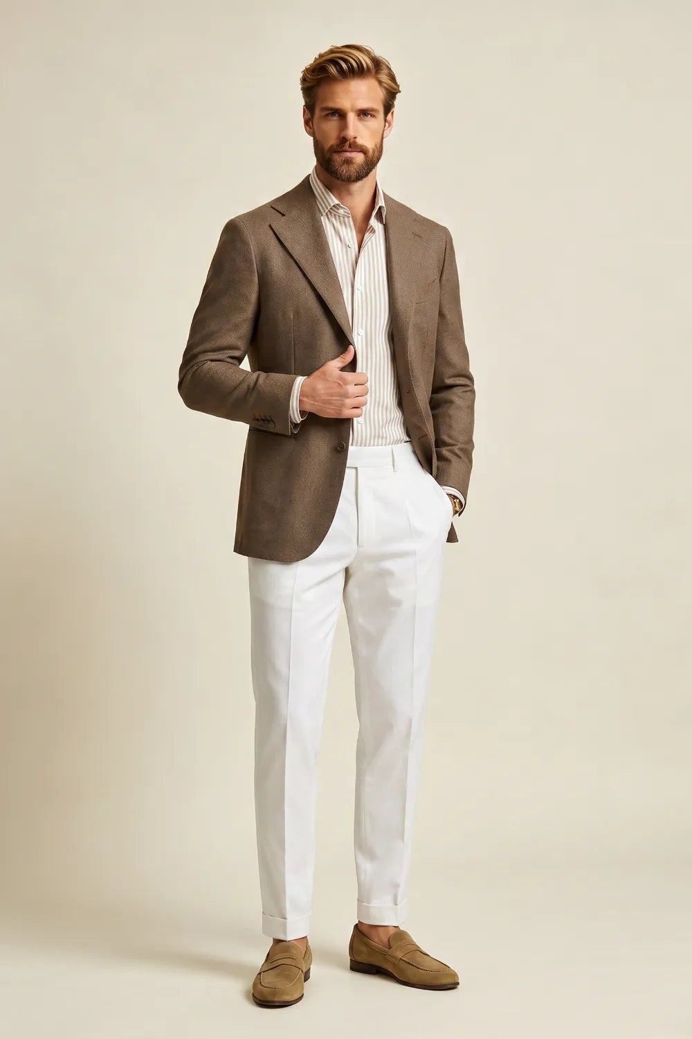 MANSSINO™ | Men's Tailored Brown 2 Piece Suit