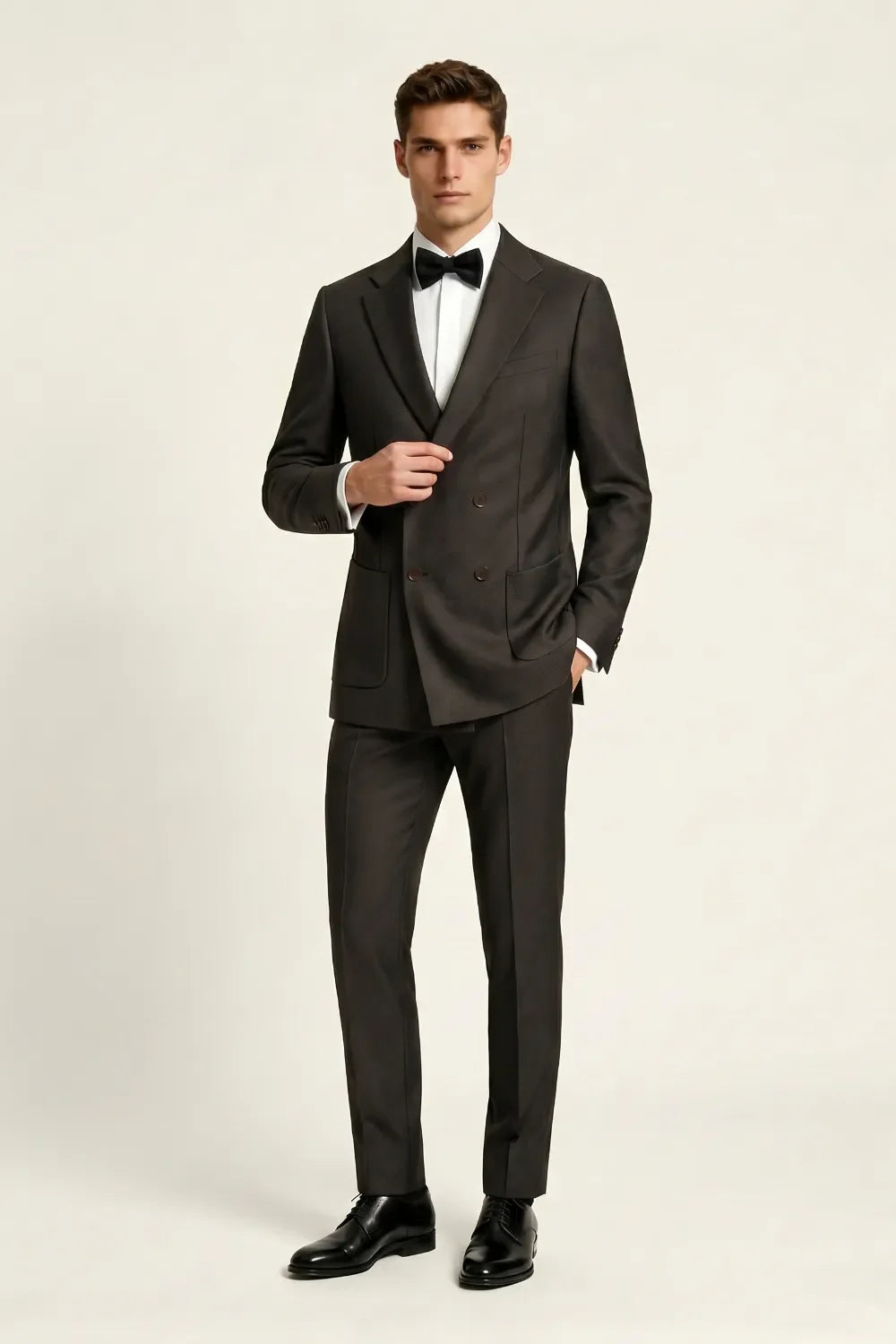 MANSSINO™ | Men's Dark Brown Double Breasted Tuxedo Suit