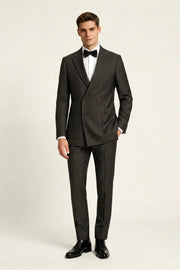 MANSSINO™ | Men's Dark Brown Double Breasted Tuxedo Suit