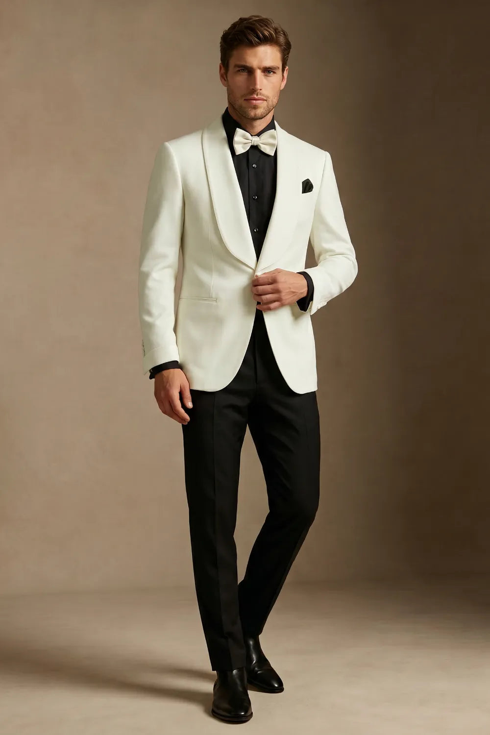 MANSSINO™ | Men's White Shawl Lapel Slim Fit 2-Piece Tuxedo Suit
