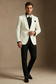 MANSSINO™ | Men's White Shawl Lapel Slim Fit 2-Piece Tuxedo Suit