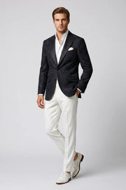 MANSSINO™ | Men's Black Jacquard Peak Lapel 2-Piece Suit