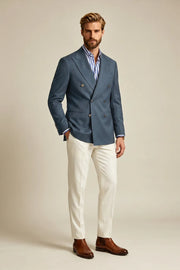 MANSSINO™ | Men's Blue Double-Breasted Two-Piece Suit