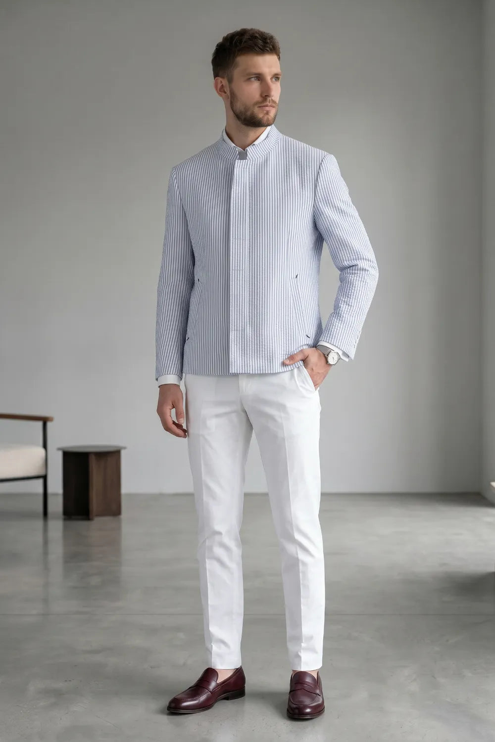 MANSSINO™ | Men's Slim Fit Seersucker 2-Piece Suit