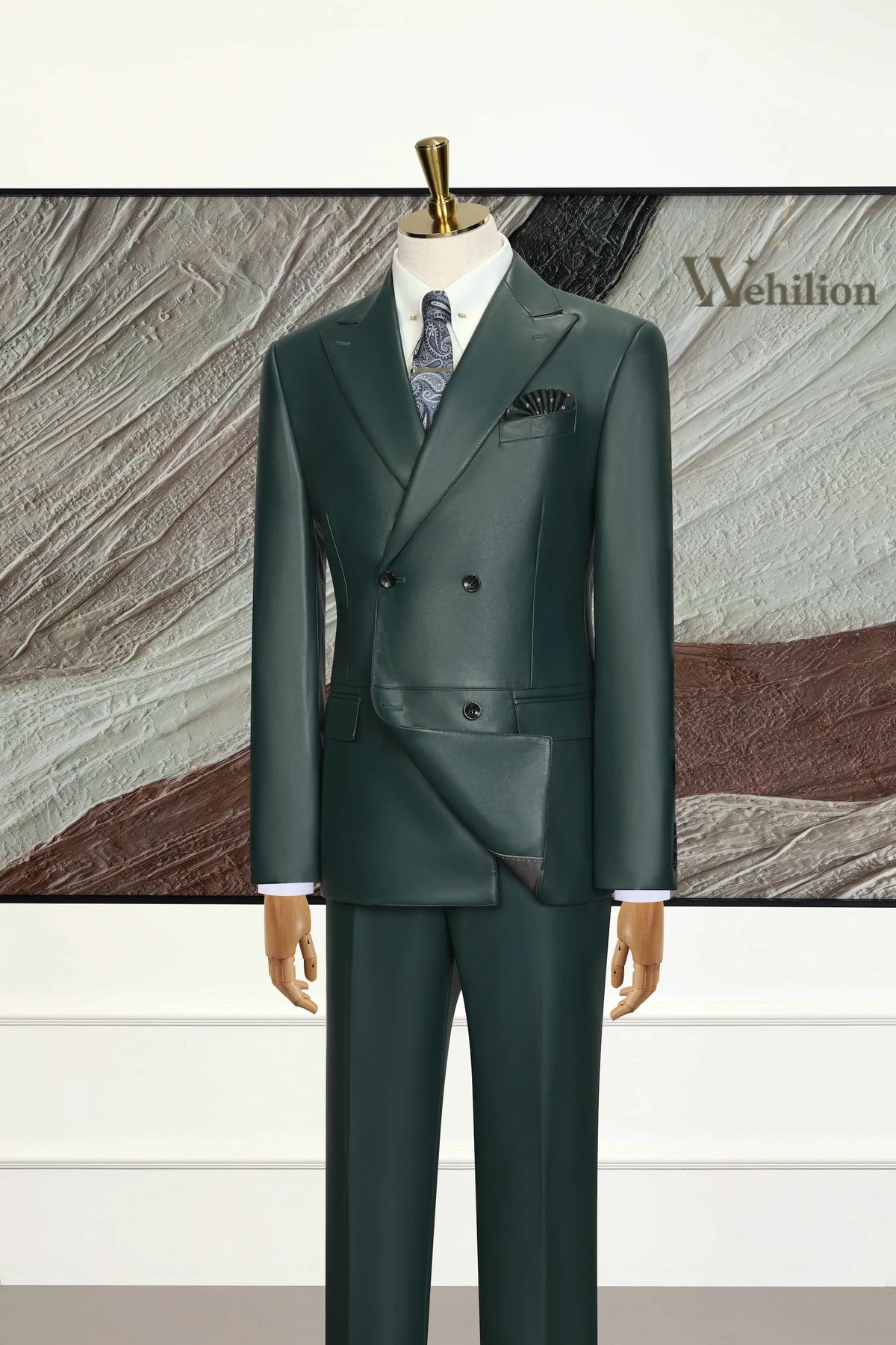 MANSSINO™ | Men's Green Leather 2-Piece Suit