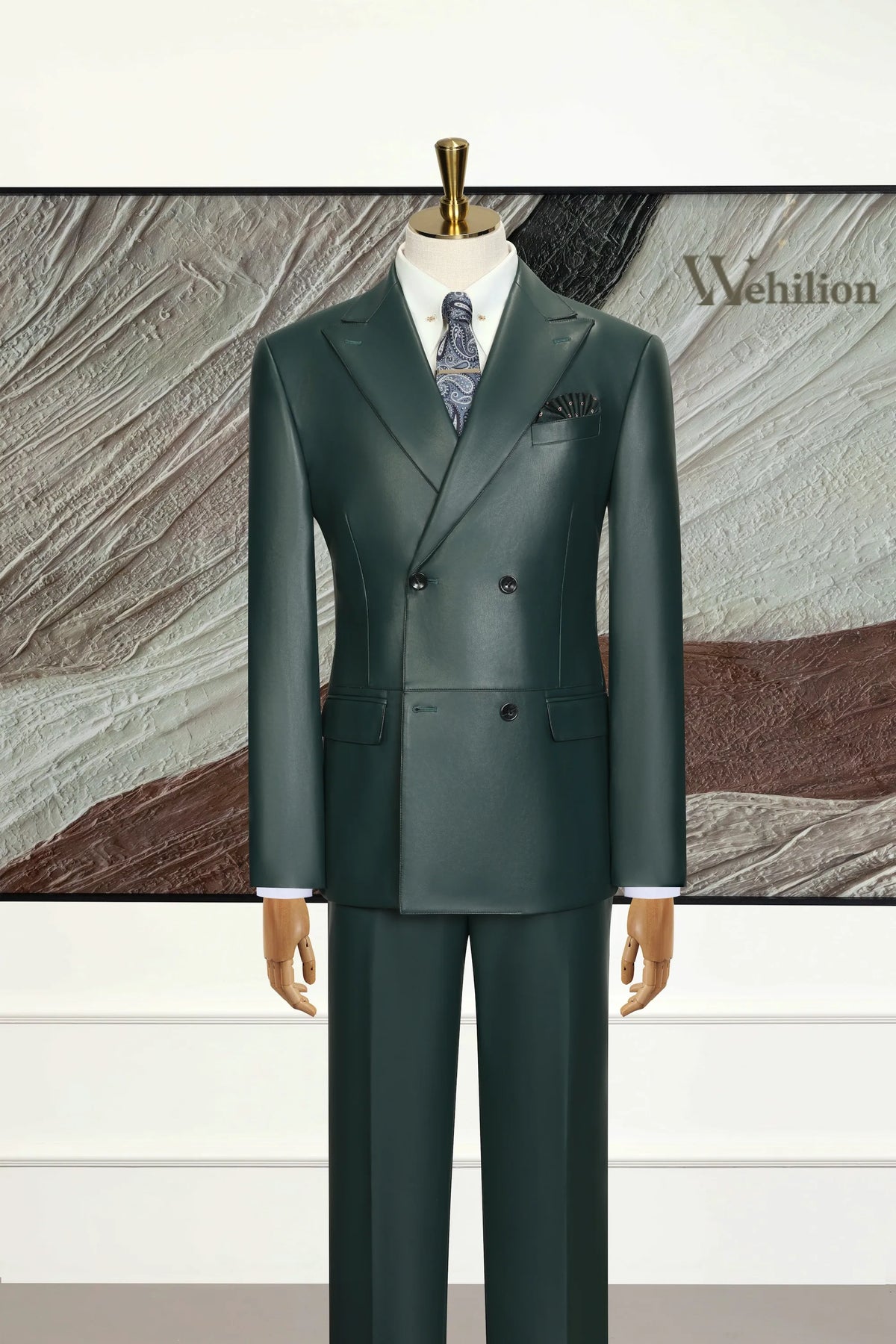 MANSSINO™ | Men's Green Leather 2-Piece Suit