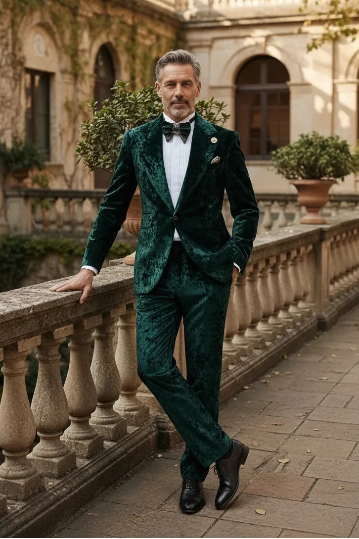 MANSSINO™ | Men's Green Elegant Velvet 2 Piece Suit