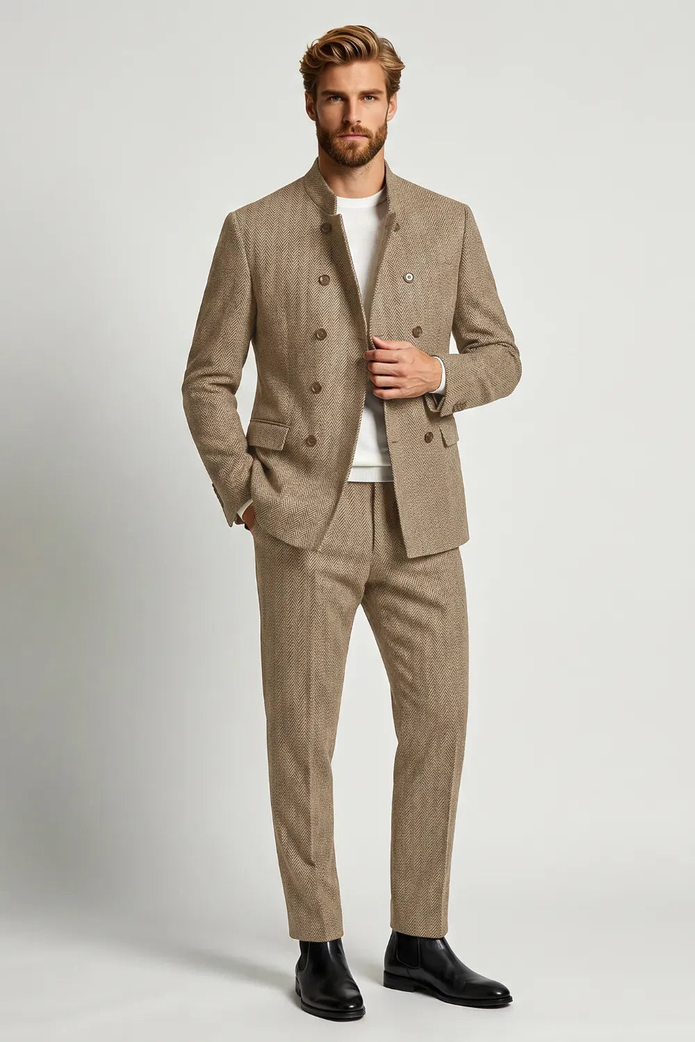 MANSSINO™ | Men's Modern Herringbone 2-Piece Suit