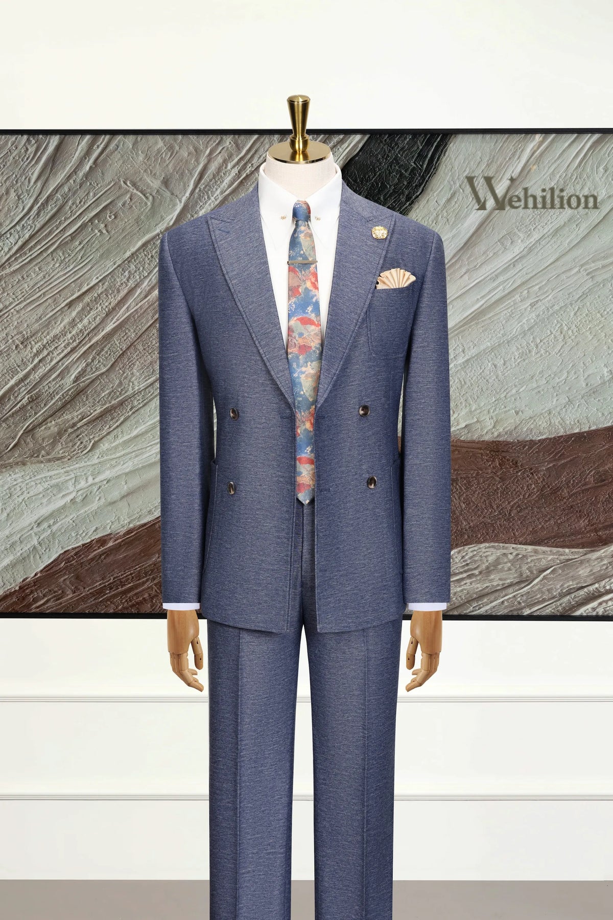 MANSSINO™ | Men's Stylish Blue Double-Breasted 2-Piece Suit