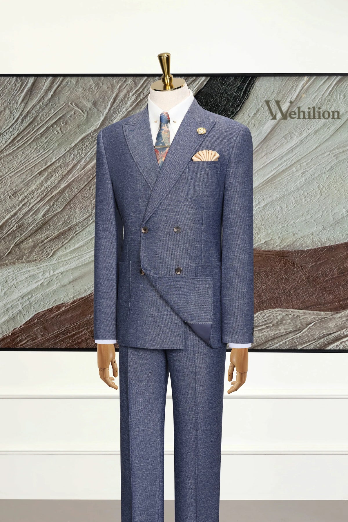 MANSSINO™ | Men's Stylish Blue Double-Breasted 2-Piece Suit